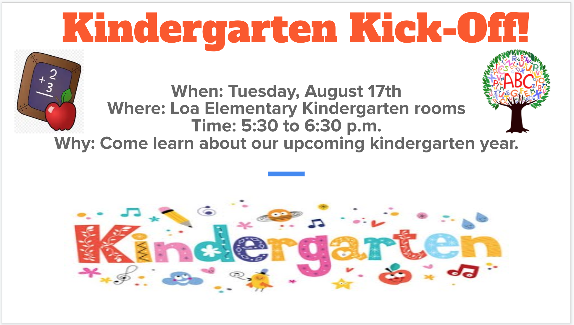 Kindergarten Kickoff