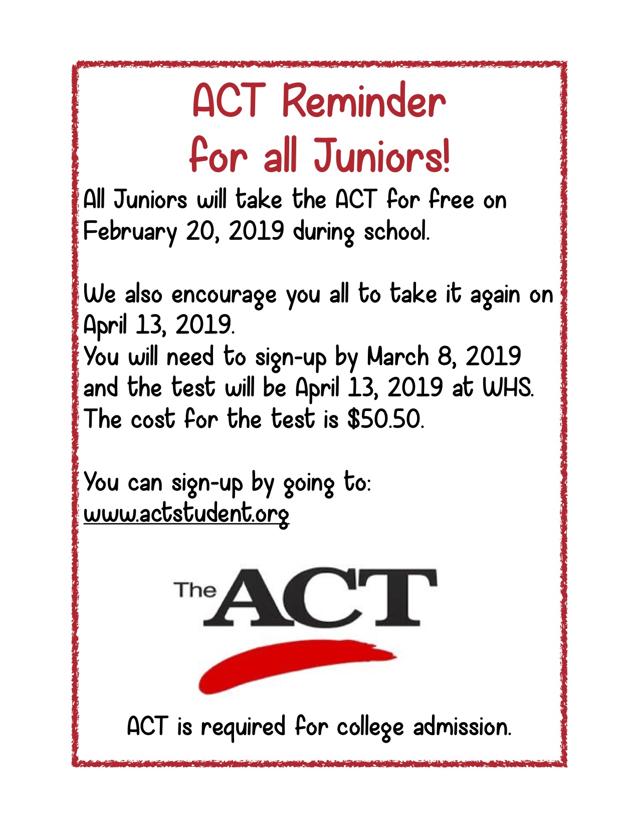 ACT Junior reminder 1