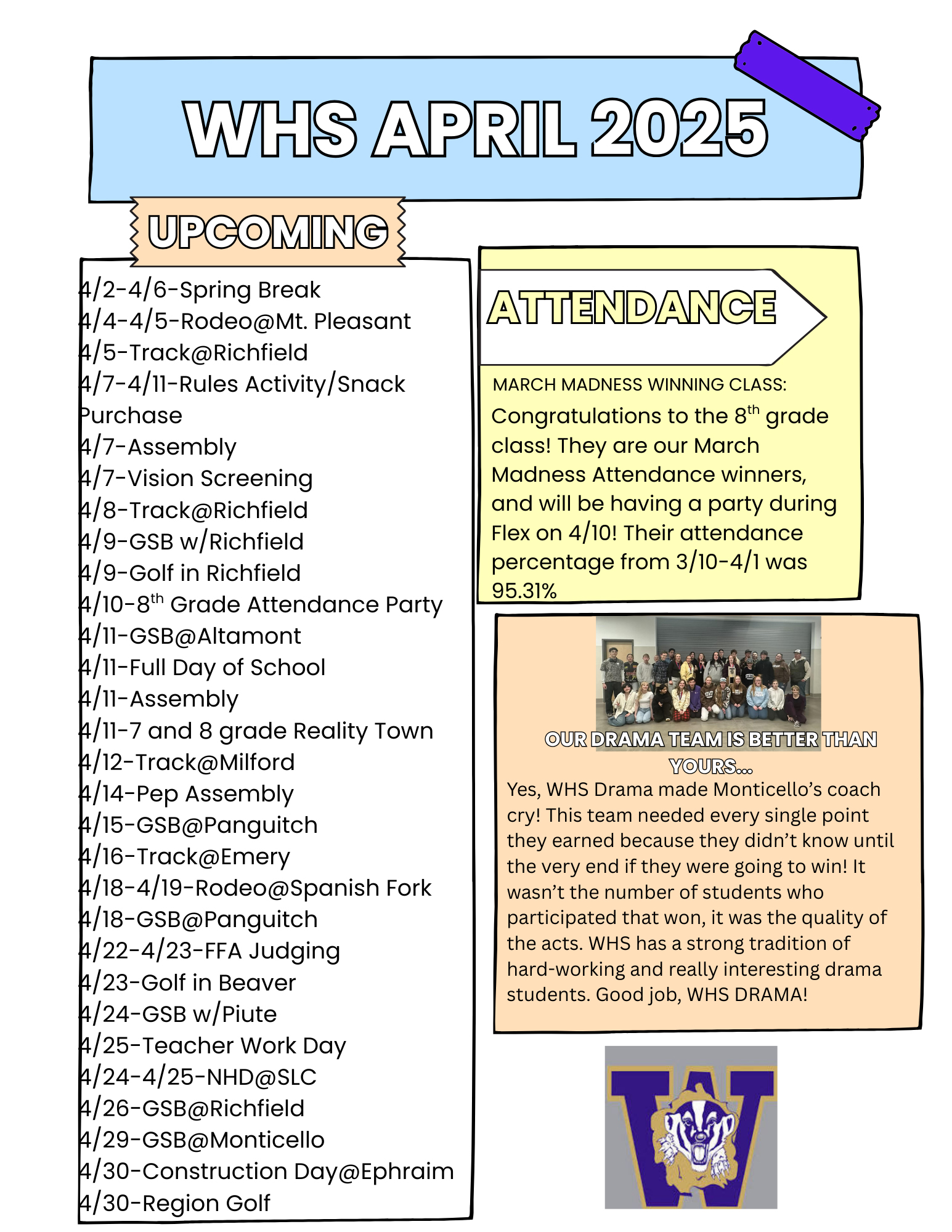 Class Newsletter in Colorful Pastel Lined Boxes Style